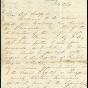 Letter from Florence Nightingale to Lord Stratford de Redcliffe with envelope, information card, and catalog entry