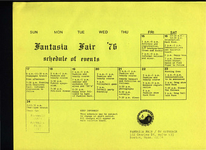 Fantasia Fair Schedule of Events (1976)
