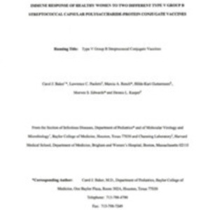 Immune Response of Healthy Women to Two Different Type V Group B Streptococcal Capsular Polysaccharide-Protein Conjugate Vaccines