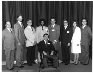 Faculty and staff at Suffolk University's Deans' Reception Service Awards, 19 September 1981