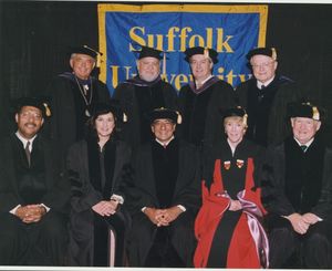 Trustees and honorary degree recipients at Suffolk University's 1998 commencement