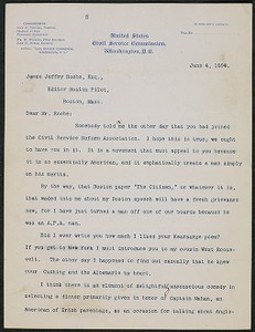 Letter, June 4, 1894, Theodore Roosevelt to James Jeffrey Roche
