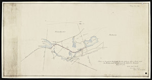 Plan and profile of proposed railroad routes between Horn Pond and the Boston and Lowell and the Woburn Branch Railroads