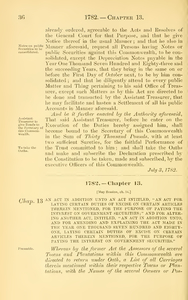 1782 Chap. 0013 An Act In Addition Unto An Act Intitled, "An Act For Laying Certain Duties Of Excise On Certain Articles Therein Mentioned, For The Purpose Of Paying The Interest On Government Securities;" And For Altering Another Act, Intitled, "An Act In Addition Unto, And For Amending And Explaining The Act Made In The Year One Thousand Seven Hundred And Eighty-One, Laying Certain Duties Of Excise On Certain Articles Therein Mentioned, For The Purpose Of Paying The Interest On Government Securities."