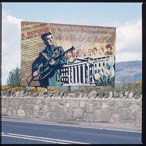 1916 GPO Dublin mural. This mural was on the main Dublin to Belfast road, at the border at Killeen, near Newry