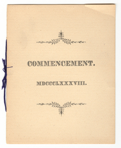 Amherst College Commencement program, 1888 June 27