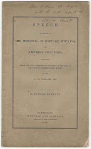Speech in support of the memorial of Harvard, Williams, and Amherst Colleges