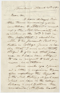 Edward Hitchcock letter to unidentified recipient, 1853 March 29