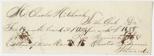 Edward Hitchcock receipt of payment to Chester Bridgman, 1852 March 16