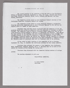 Amherst College faculty meeting minutes and Committe of Six meeting minutes 1944/1945