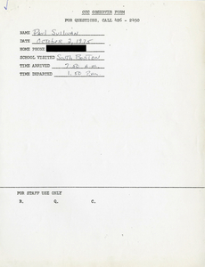 Citywide Coordinating Council daily monitoring report for South Boston High School by Paul Sullivan, 1975 October 2
