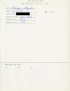 Citywide Coordinating Council daily monitoring report for Hyde Park High School by Gladys Staples, 1975 December 9
