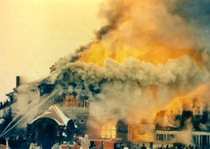 The Mansion Inn, up in flames