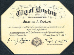 Hyde Park High School diploma, 1948