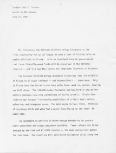 Speech to the Senate regarding the National Wildlife Refuge Amendment