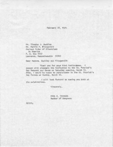 Letter to Mr. Timothy J. Buckley and Mr. Martin M. Fitzgerald from Paul E. Tsongas