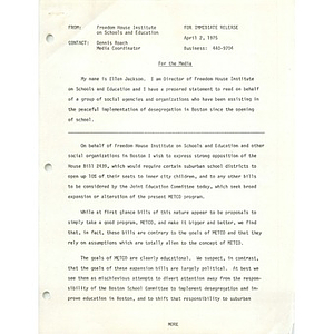 Press release, April 2, 1975.