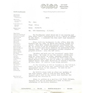 Memo, 636 Monitoring - E.B.H.S, December 10, 1976.