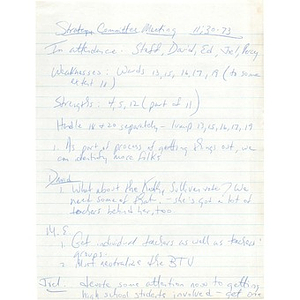 Strategy committee meeting notes, November 30, 1973.