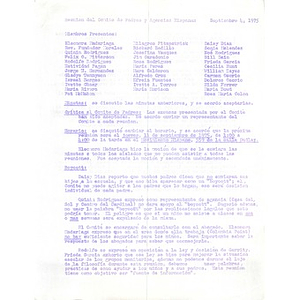 Reunion del Comite de Padres y Agencias Hispanas September 4, 1975.