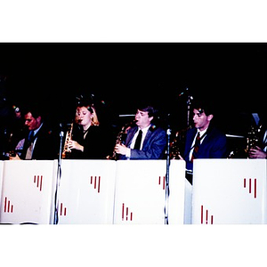Members of the Harvard Jazz Band performing at the Jorge Hernandez Cultural Center.