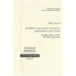 Robert Salomon Morton Memorial Lecture program, 1997.