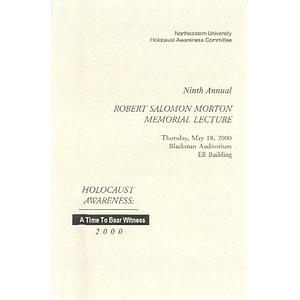 Robert Salomon Morton Memorial Lecture program, 2000.