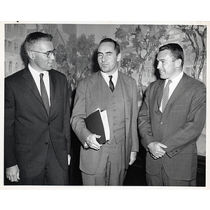 Board members at the annual meeting, from left to right: Thomas E. Leggat, Gerald W. Blakeley, Jr. and an unidentified man