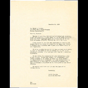 Letter from Muriel Snowden of Freedom House to Ralph M. Eastman of State Street Trust Company about the TABS youth conference