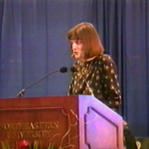 Gail Olyha speaking at the dedication of the Curry Student Center