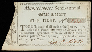 Massachusetts semi-annual state lottery ticket, no. 2320