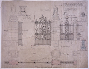 Inch Scale Drawing of Fore Court Fence and Gates From Main Avenue, House for H.C. Frick, Esq., Prides, Mass., Feb. 6, 1905