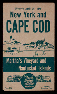 Cape Cod and New York railroad schedule, 1948
