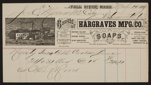 Billhead for Hargraves Mfg. Co., soaps, Fall River, Mass., dated March 14, 1889
