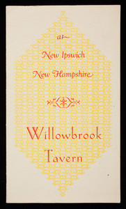 Brochure, Willowbrook Tavern at New Ipswich, New Hampshire