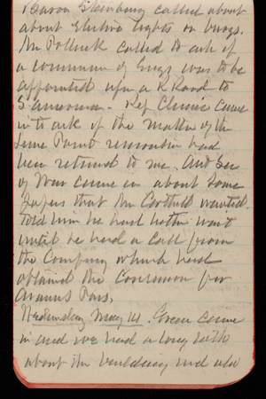 Thomas Lincoln Casey Notebook, April 1890-June 1890, 38, Baron Steinburg called about