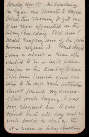 Thomas Lincoln Casey Notebook, November 1889-January 1890, 02, Monday Nov 18