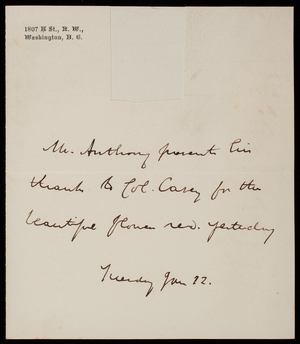 [Henry B.] Anthony to Thomas Lincoln Casey to Thomas Lincoln Casey, January 12, 1880