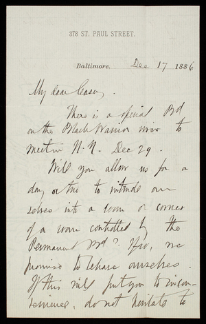 William P. Craighill to Thomas Lincoln Casey, December 17, 1886