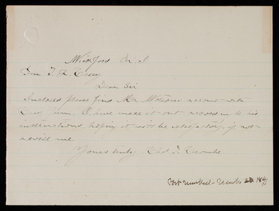 Charles Crombe to Thomas Lincoln Casey, March 23, 1891