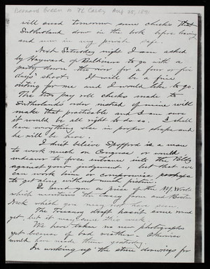 Bernard R. Green to Thomas Lincoln Casey, August 25, 1891, photocopy