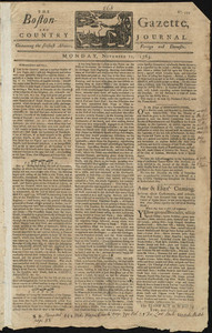 The Boston-Gazette, and Country Journal, 11 November 1765