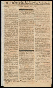 Supplement to the Massachusetts-Gazette, 31 October 1771