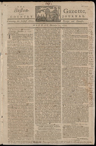 The Boston-Gazette, and Country Journal, 12 December 1774