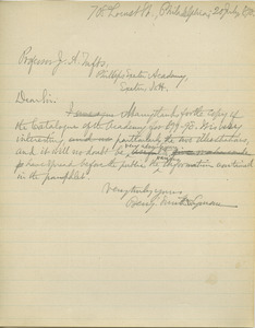 Letter from Benjamin Smith Lyman to James A. Tufts