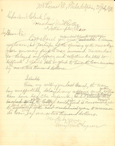 Letter from Benjamin Smith Lyman to Charles N. Clark