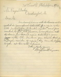 Letter from Benjamin Smith Lyman to Raynal Dodge