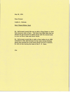 Memorandum from Judy A. Chilcote to Hans Kramer