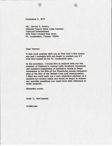 Letter from Mark H. McCormack to Harvey K. Butzky