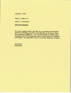 Memorandum from Mark H. McCormack to Arthur J. Lafave